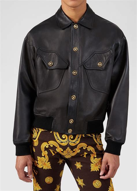 versace leather jacket men's.